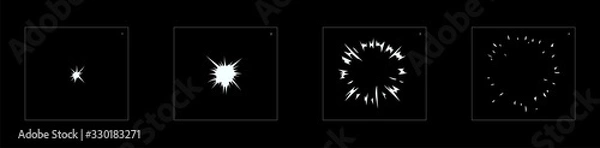 Fototapeta Shine blast animation effect. shiny effect sprite sheet. frame by frame classic animation sprite sheet for game, cartoon, video, animation or motion
