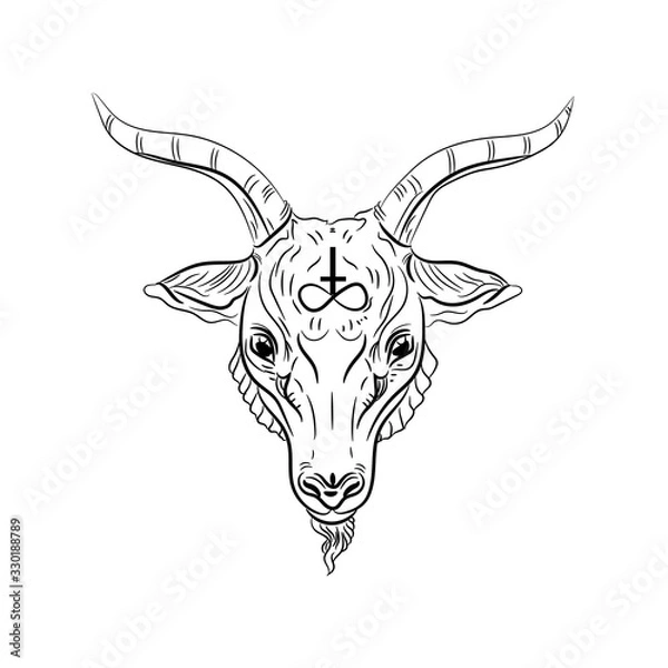 Fototapeta Goat headed demon,Upside down cross,Baphomet,Satan