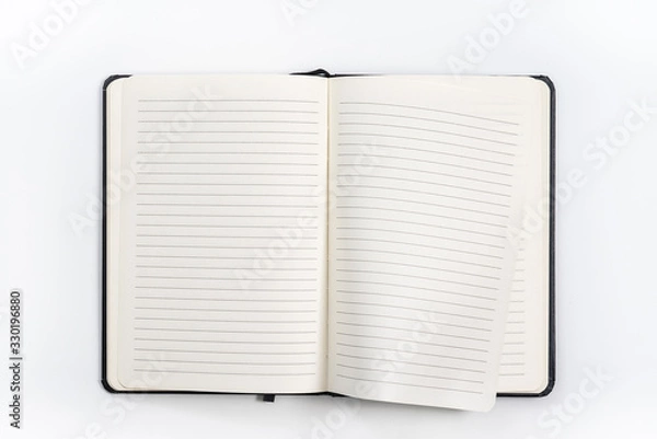 Fototapeta black notebook on white background with clipping path