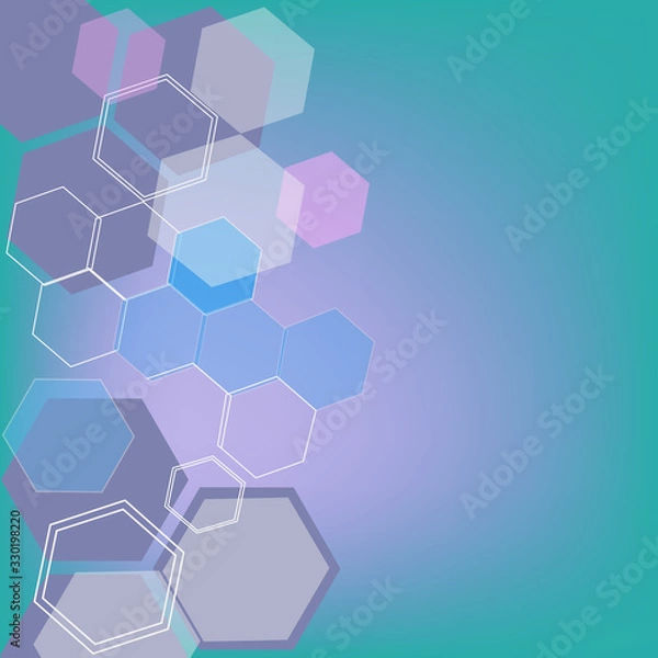 Fototapeta Abstract technology business background, hexagon shapes, chemistry or microbiology concept.