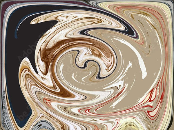 Fototapeta Abstract contrast round spinning rendered oil paint