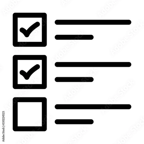 Fototapeta Clipboard or checklist icon in line style. Task list, audit report and check symbols. Done, tick, checkmark, approved signs. Checklist for modern mobile and web UI designs.