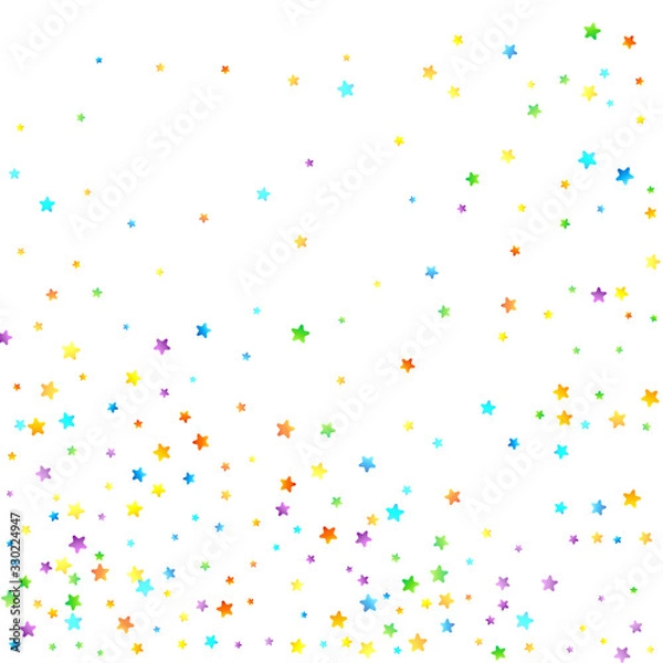 Obraz Rainbow Festive Confetti. Carnival Star Falling.