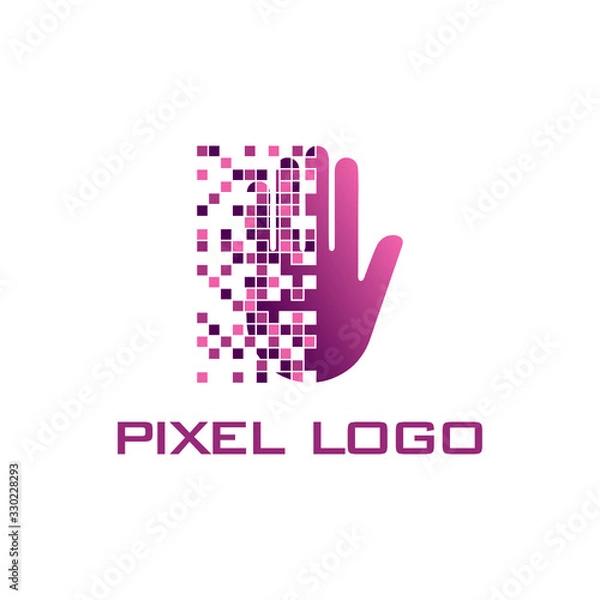 Fototapeta Hand icon design. Pixel logo vector