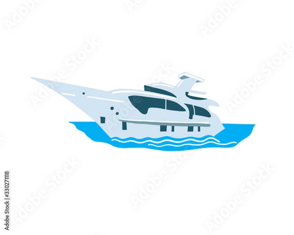Fototapeta hand drawing icon of sea yacht in flat style, sign symbol vector