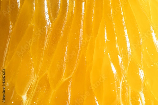 Fototapeta Bright juicy orange pulp close-up. High-quality image is suitable for topics: healthy lifestyle, vitamins, proper nutrition, diet, summer, fresh juices. Background fruit texture.
