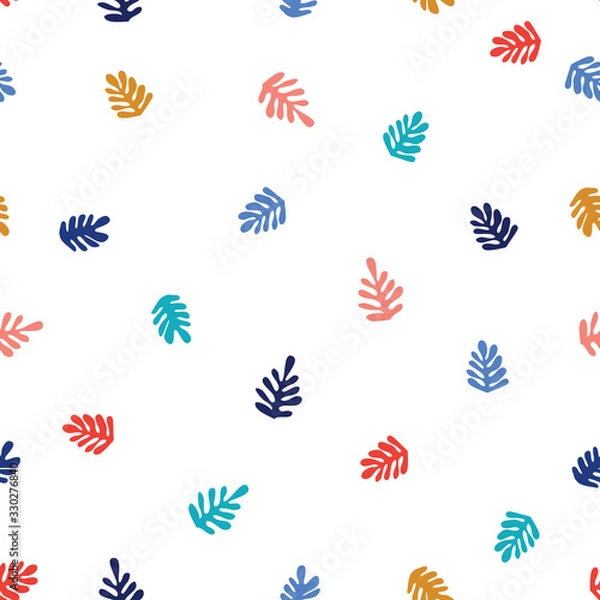 Fototapeta Modern seamless summer pattern with decorative tropical leaves. Background for textile, fabric manufacturing, wallpaper, covers, surface, print, gift wrap, scrapbooking.