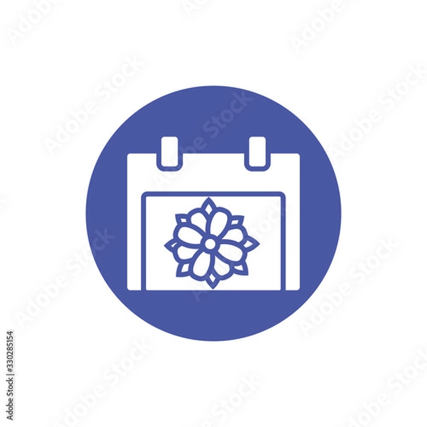 Fototapeta calendar with flower garden spring block style