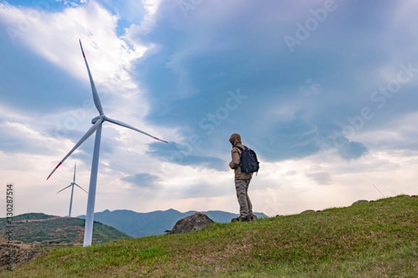Fototapeta Man and Nature, Technological Development, Wind Turbine