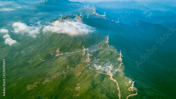 Fototapeta Wind power generation on the mountain