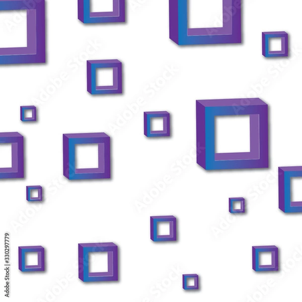 Fototapeta Square shapes composition geometric abstract background. 3D shadow effects and fluid gradients.
