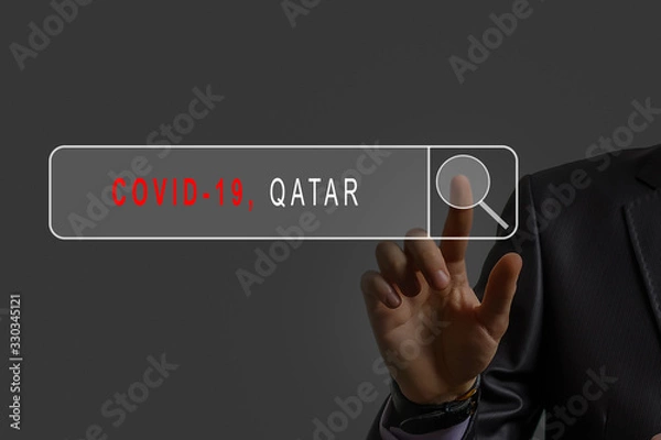 Fototapeta Concept of coronavirus quarantine. MERS-Cov. Novel coronavirus (2019-nCoV).red warning sign with the text Coronavirus in doctor hands Business man clicking internet search