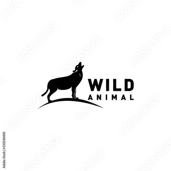 Fototapeta Logo Dog Wild Wildlife Wolf Black Design Vector Modern Minimalist Graphic Clean Simple Creative Idea Isolated Symbol Sign Concept Icon