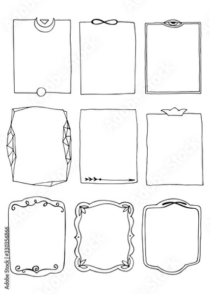 Fototapeta Set of hand drawn doodle frames.