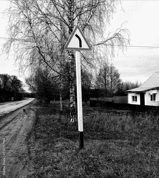 Obraz road sign turn left