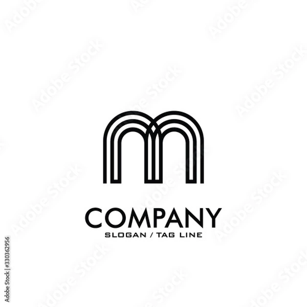 Obraz initial letter M  lines company logo design vector