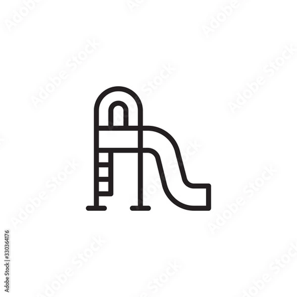 Fototapeta Water park slide line icon. linear style sign for mobile concept and web design. Water slide in aqua park outline vector icon. Symbol, logo illustration. Pixel perfect vector graphics