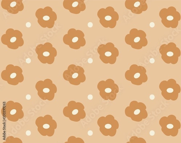 Obraz neutral tan 70s floral seamless vector pattern editable and separable 