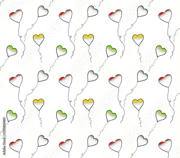 Fototapeta Abstract background pattern with flying hearts