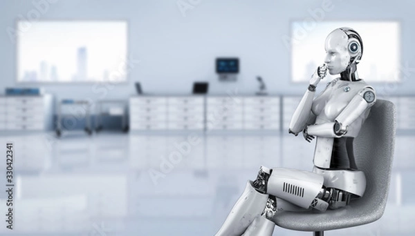 Fototapeta cyborg sit in chair