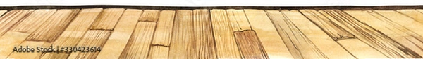 Fototapeta Abstract wooden background texture. Seamless natural pattern hand drawn with light brown watercolors. Illustration element for bottom border. Top view backdrop design template.