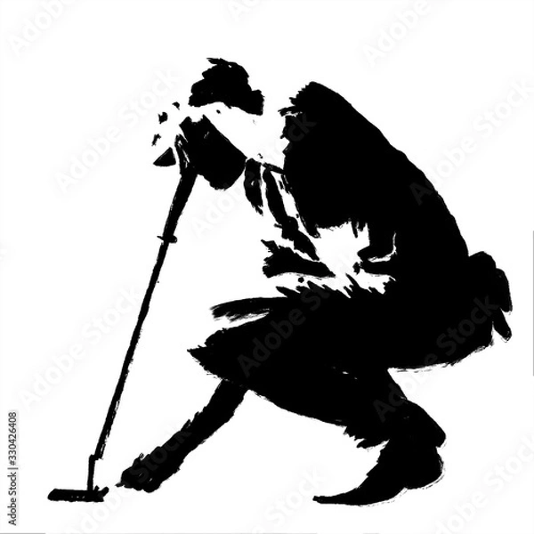 Obraz ゴルファー　筆タッチ　シルエット　ゴルフ