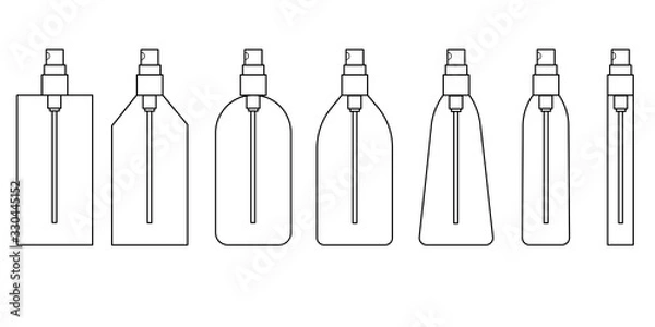 Fototapeta Set 7 item of spray bottle vector flat design, Line art.