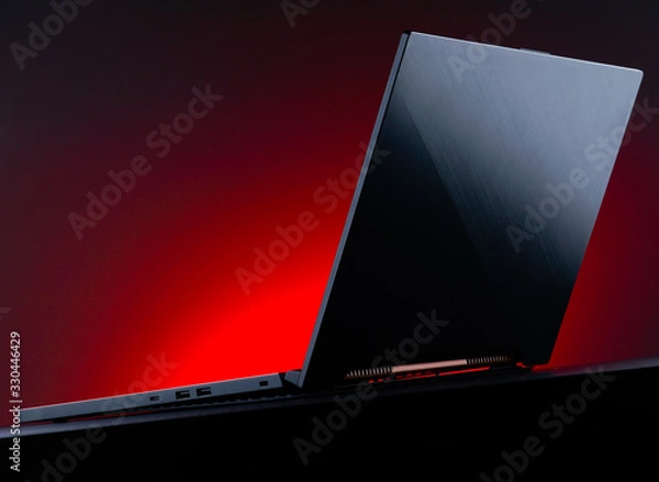 Obraz Gaming pc laptop on red background