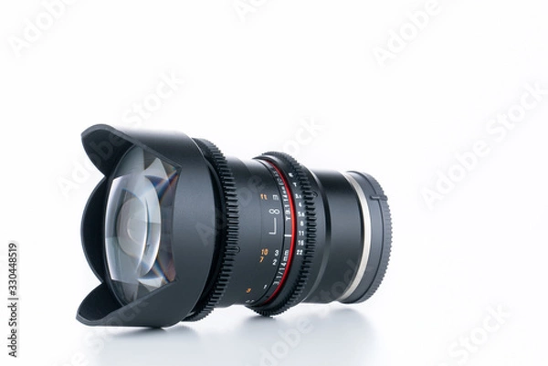 Obraz Wide angle camera lens isolated on white background
