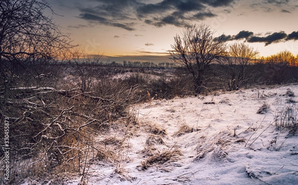 Fototapeta Winter sunrise on river