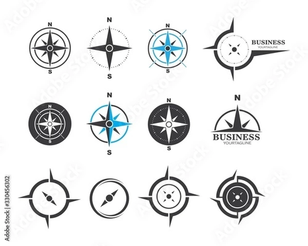 Obraz kompas logo wektor tempate ilustracja