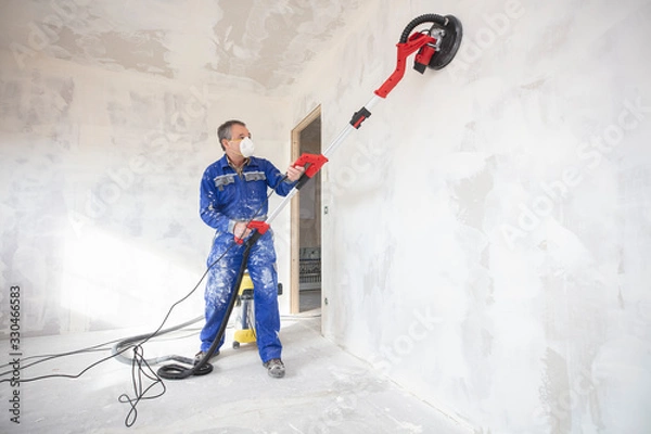 Obraz Trockenbau - Wand wird geschliffen