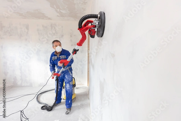 Obraz Trockenbau - Wand wird geschliffen