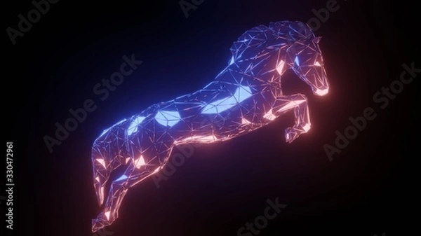 Fototapeta Horse abstract background of triangle geometric, 3d illustration.