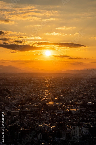 Obraz 〈東京都渋谷区〉渋谷スカイから東京の景色 夕焼け