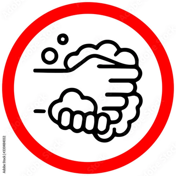 Fototapeta wash your hands with soap circular prohibition red road sign