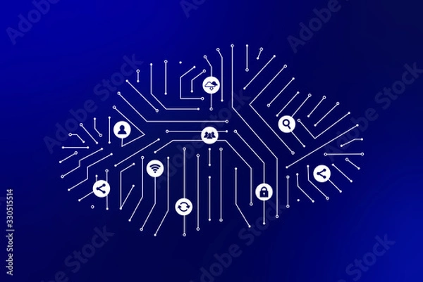 Fototapeta Cloud technology icon for global business concept abstract background for illustrator