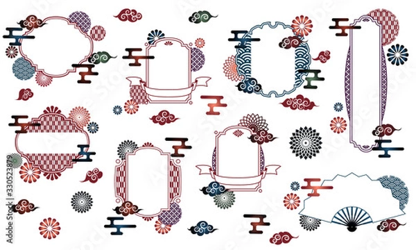 Obraz 和柄　フレーム　イラスト　セット