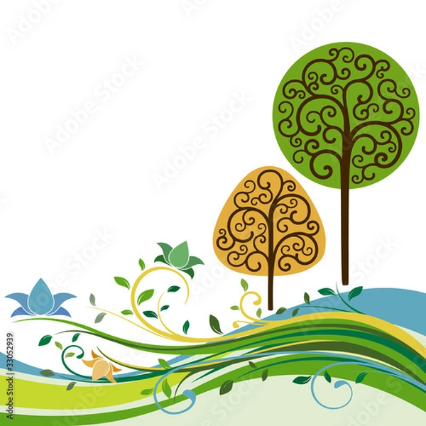 Obraz Backdrop with swirly trees