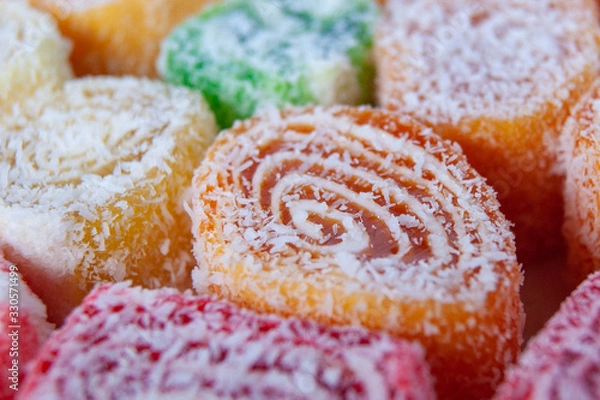 Obraz восточные сладости, крупный план рахат лукум, turkish delight