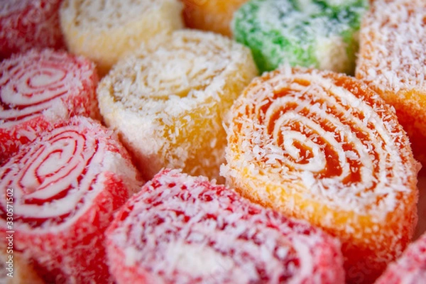 Obraz восточные сладости, крупный план рахат лукум, turkish delight