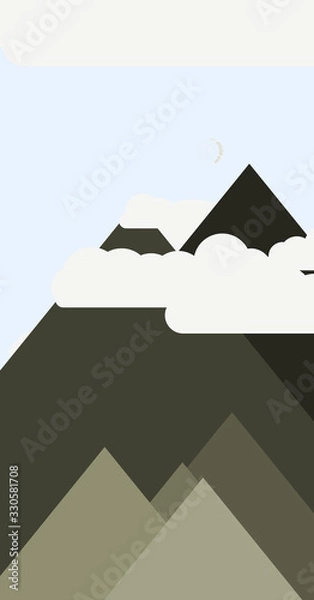 Obraz Mountains Panorame with Moon Abstract Random Placed Generative Art background illustration