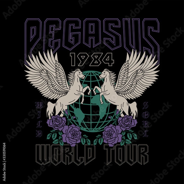 Obraz Pegasus Rock Print Wire World and Roses