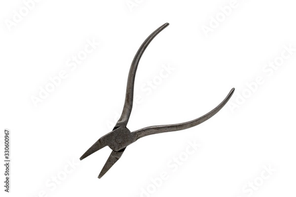 Fototapeta Old pliers with rust isolated on a white background.