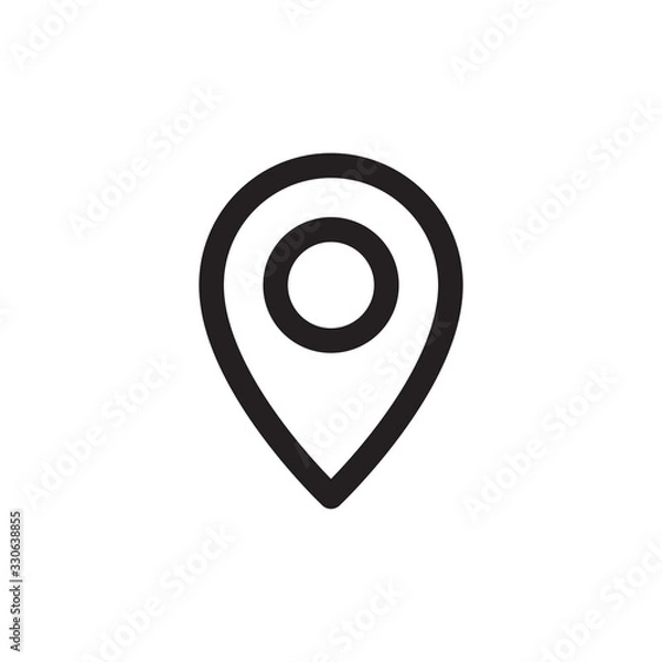 Fototapeta Simple map pin. Concept of global coordinate, dot, needle tip, ui. Flat style trend modern brand graphic design on white background