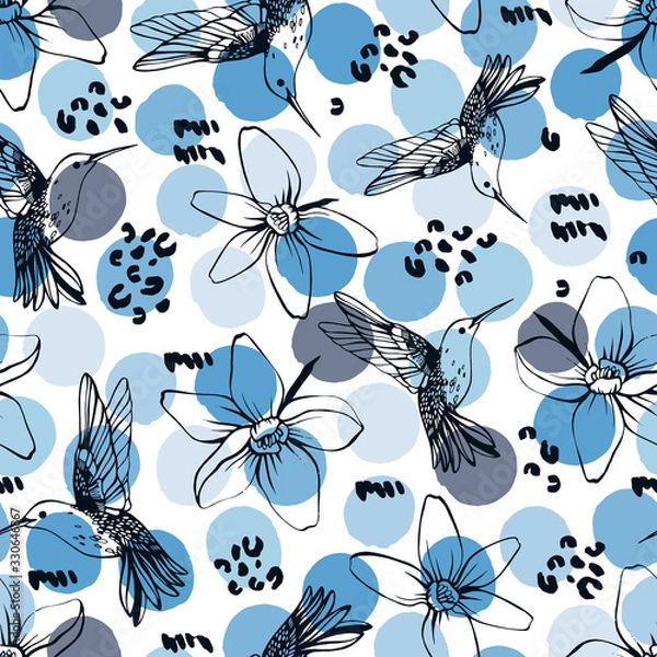 Obraz Vector seamless pattern with colibri.