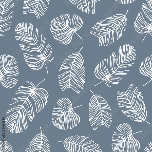 Fototapeta Seamless pattern with hand drawn leaves.