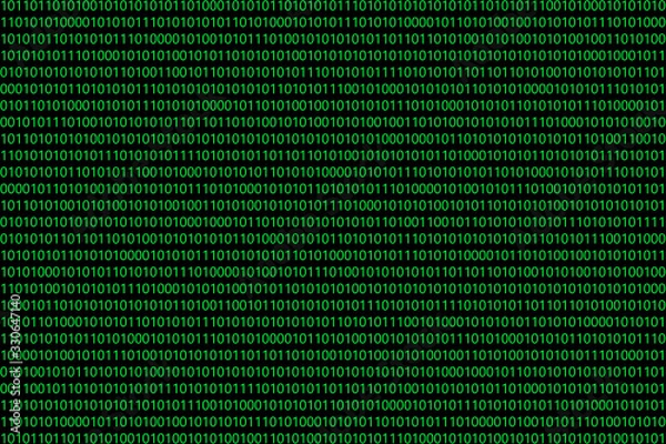 Fototapeta background with Green binary code on black background
