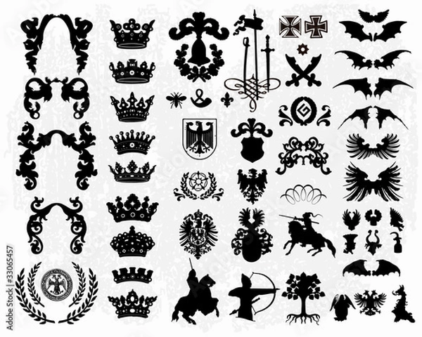 Obraz Heraldic elements - silhouettes