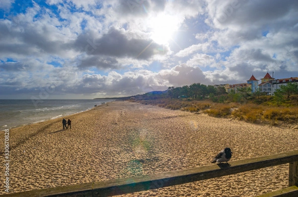 Obraz Baltic Sea, Usedom Island, winter, morning. Pictures of carefree life, practically just a few hours before the corona virus crisis changes everyone: the island is now closed. Fear instead of joy.